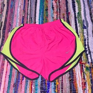 Nike Tempo mid-rise dri-fit lined neon running shorts
